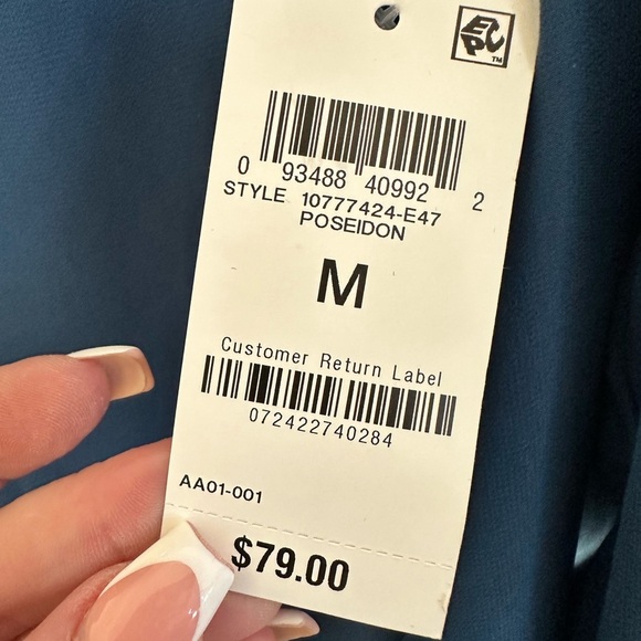 INC Blue Chiffon Tie-Back Dress | Size M - Picture 5 of 8